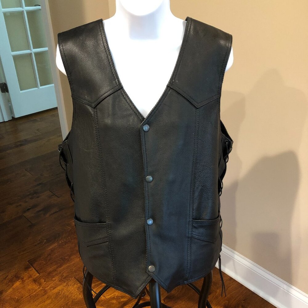 USA BIKERS DREAM MENS LEATHER MOTORCYCLE VEST -Size XL
